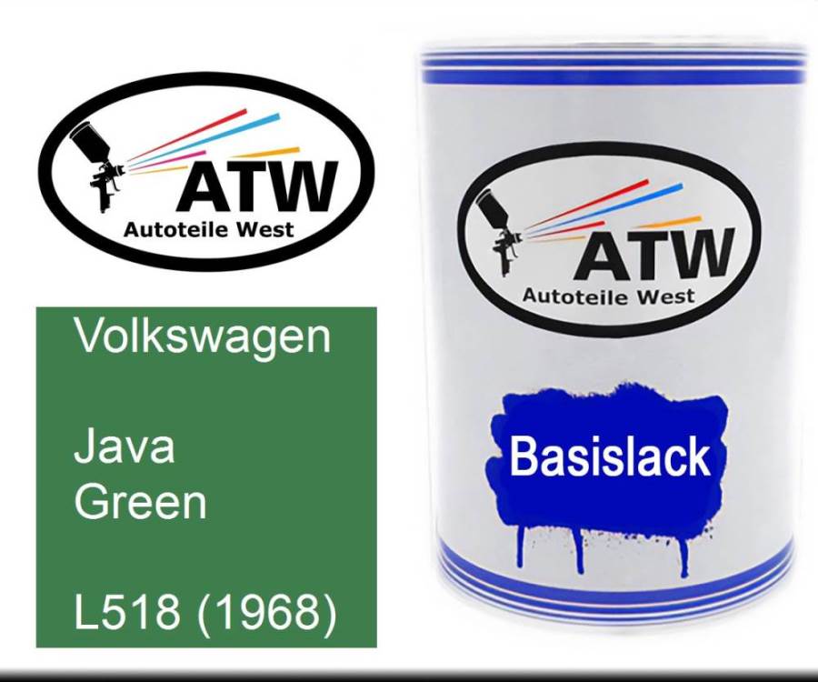 Volkswagen, Java Green, L518 (1968): 500ml Lackdose, von ATW Autoteile West.